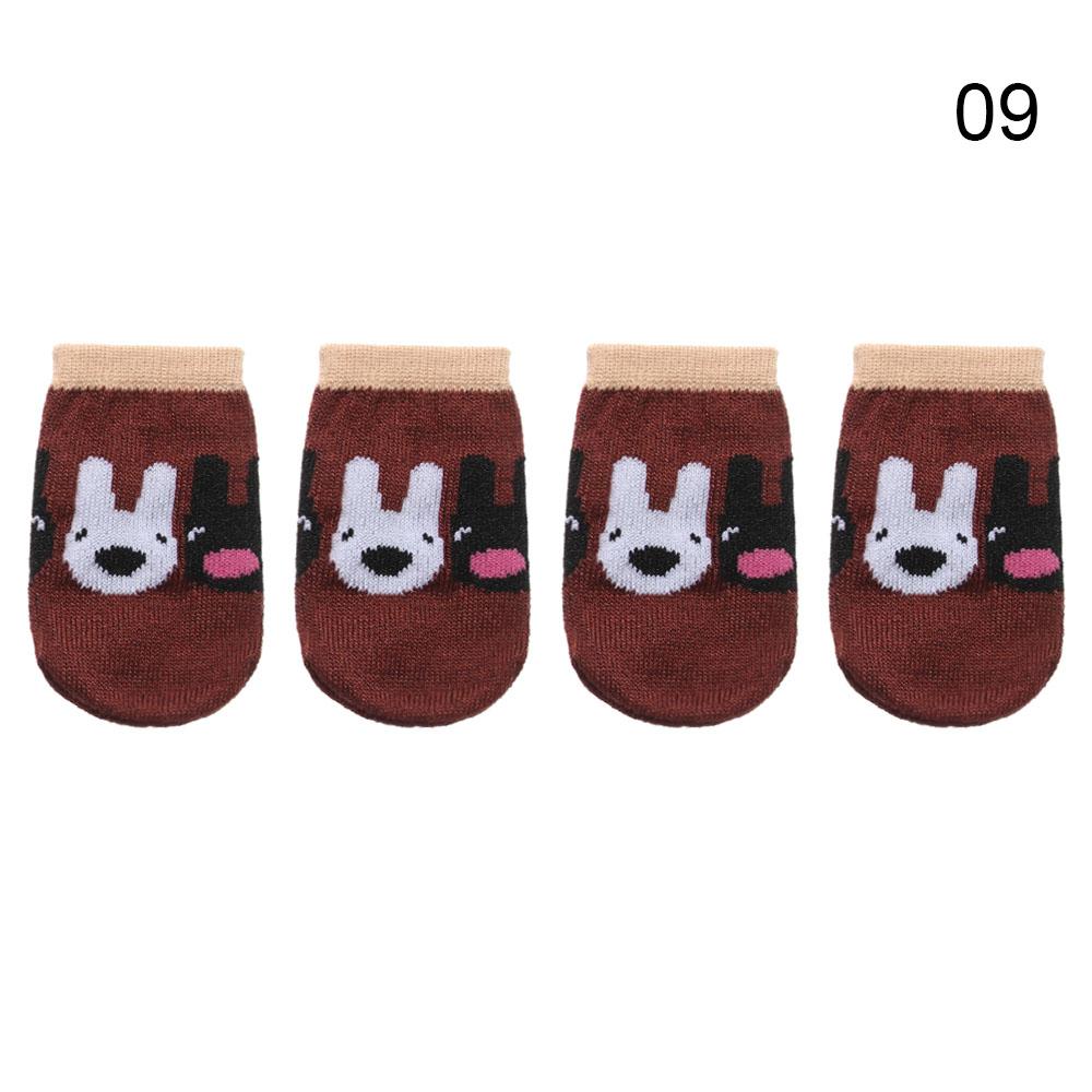 4Pcs Cartoon Table Foot Socks Chair Leg Covers Floor Protectors Non-Slip Knitting Socks For Furniture Cartoon Home Decor