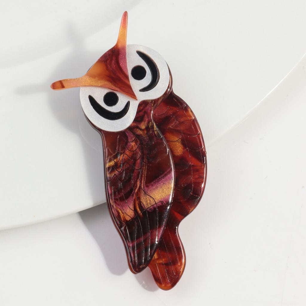 2025 Colorful Owl Acrylic Brooches Pins for Women Lovely Animals Bird Brooch Handmade Clothes Party Decorations