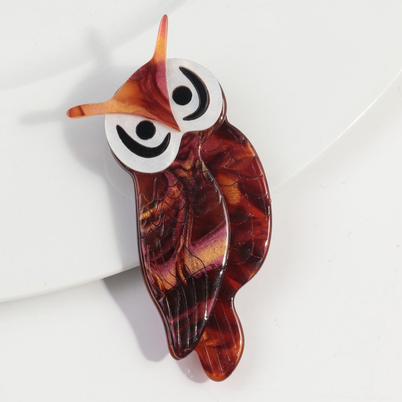 

2025 Colorful Owl Acrylic Brooches Pins for Women Lovely Animals Bird Brooch Handmade Clothes Party Decorations Owl