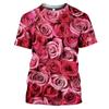Summer Round Neck 3D Flower Pattern Printed Top Fashionable Casual Short Sleeved Women's T-shirts