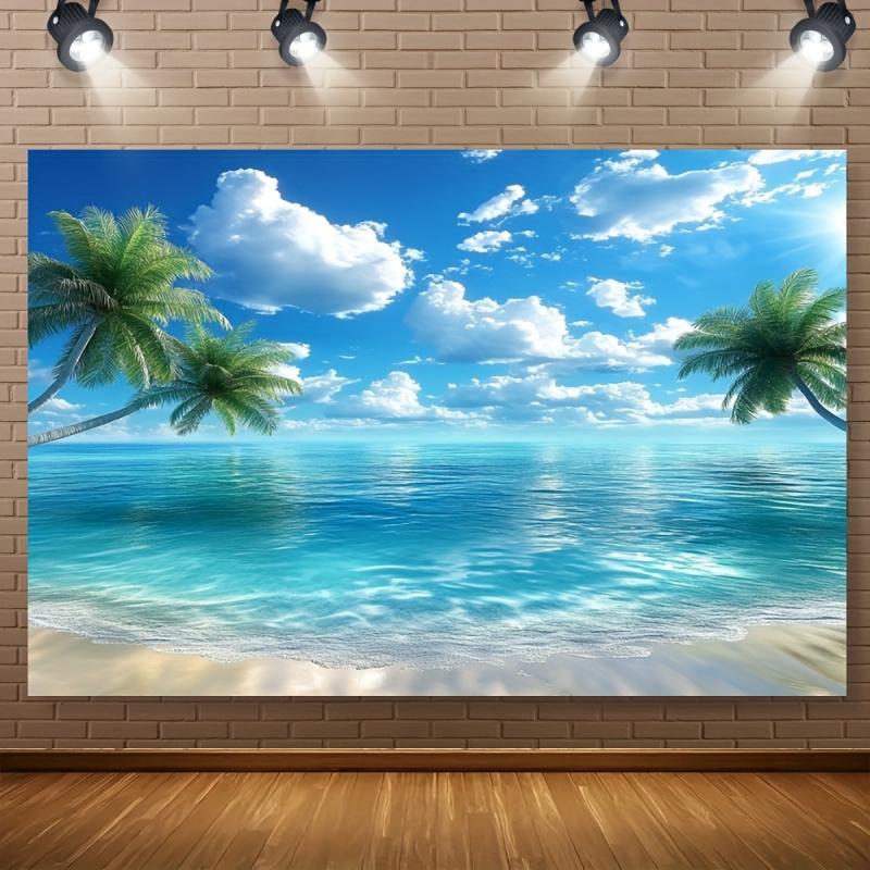 Summer tropical beach scenery photography background tapestry polyester fiber wall hanging decoration 100X70CM