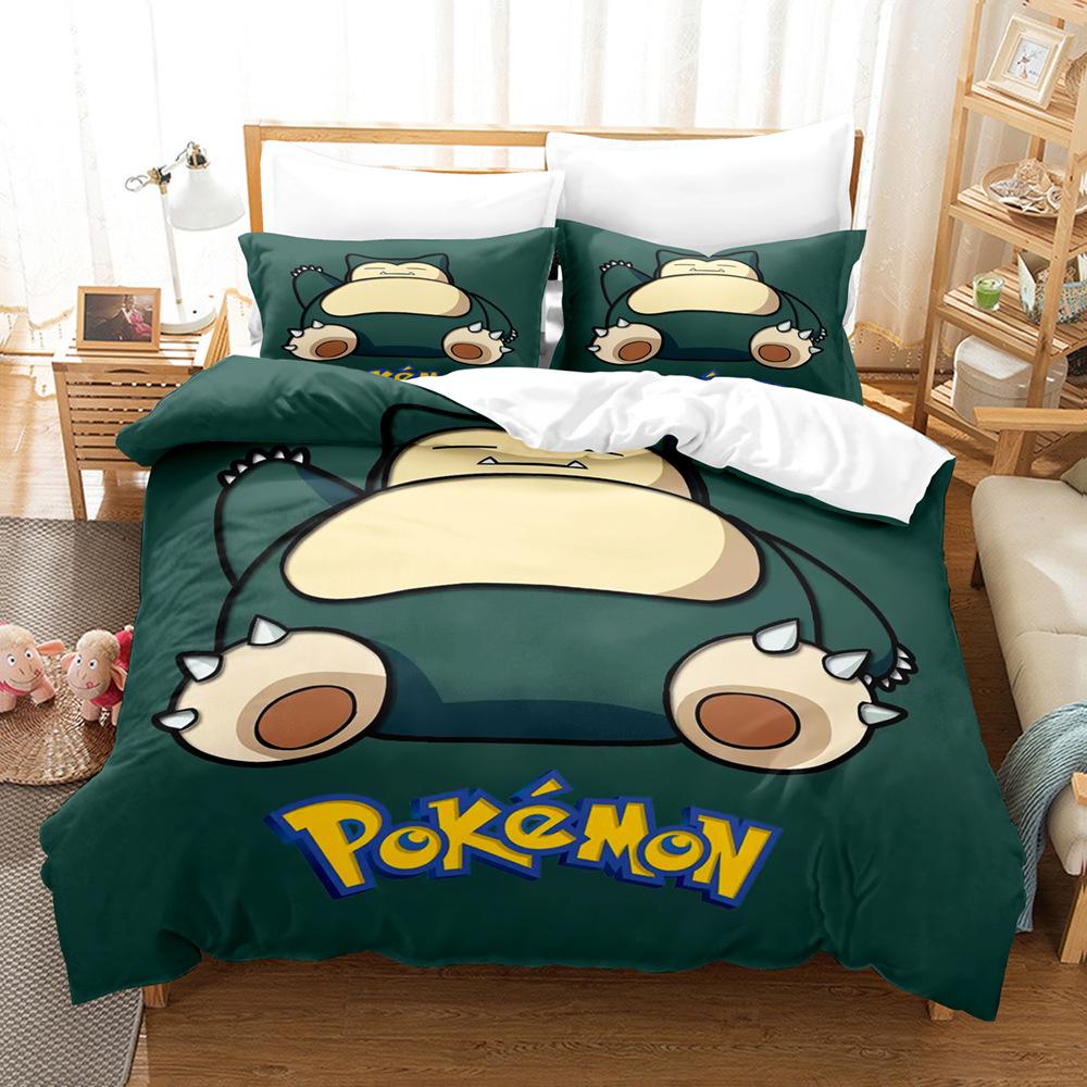 Pikachu Series Three-Piece Cartoon Kit 3D Digital Printing Quilt Cover Bedding
