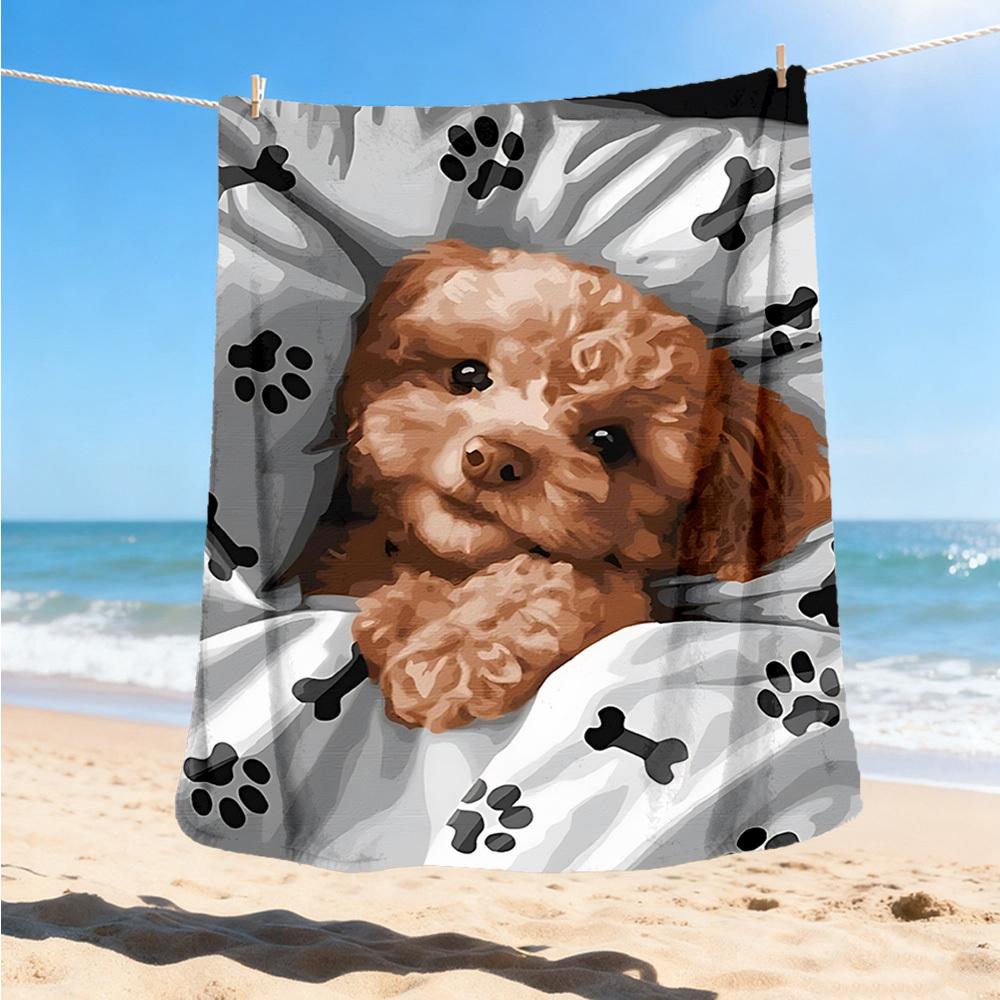 1pc Poodle Blanket Outdoor Soft Polyester Flannel Throw Blanket Versatile for All Seasons , Soft , Cozy , Warm All Season Quilted Throw ,