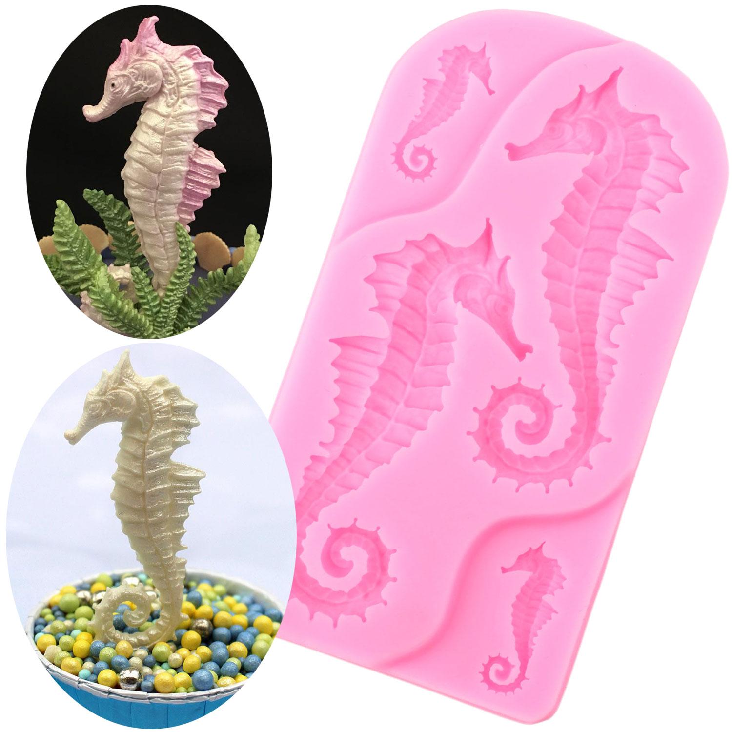 

3D силиконовые формы «Морской конек», инструменты для украшения торта «сделай сам», топпер для кексов, формы для помадки, шоколадные конфеты, глиняные формы