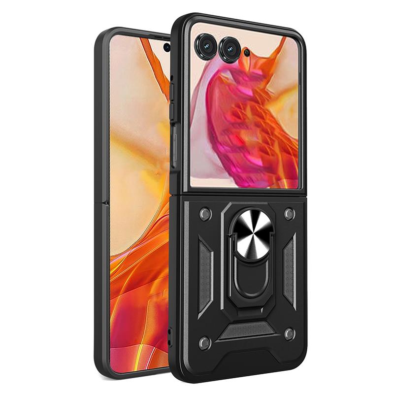 Kryt na telefon s posuvným krytem fotoaparátu pro Motorola Moto Razr 50 Ultra Nárazuvzdorný Vestavěný 360° stojánek