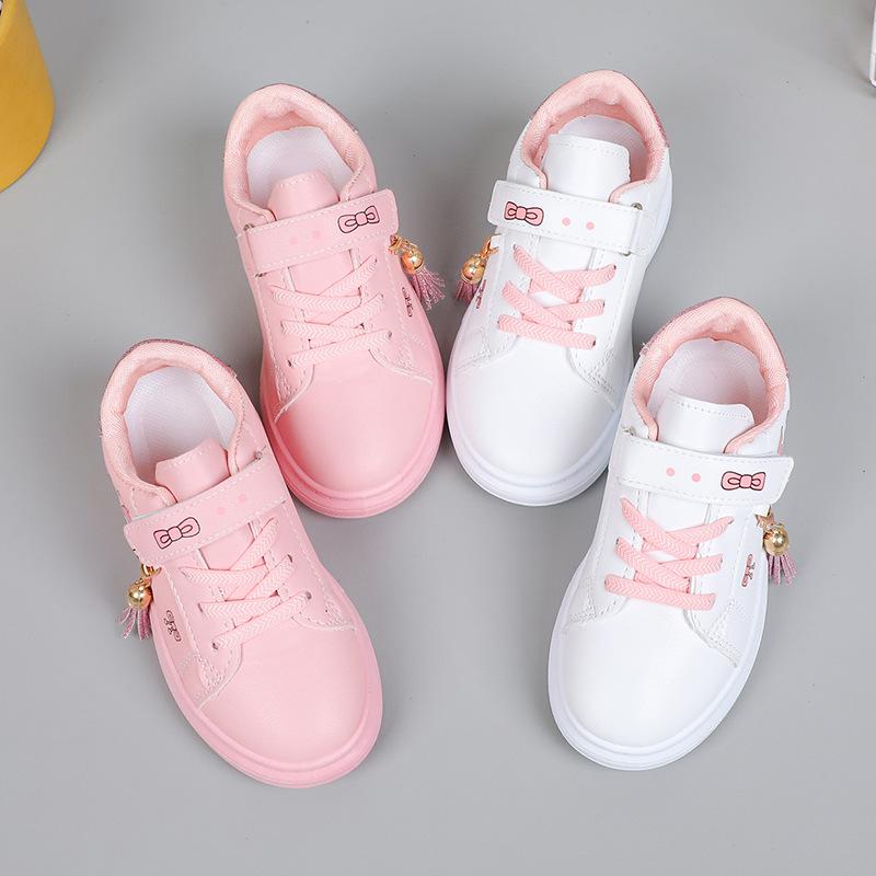 Girls' Soft Sole Waterproof Leather Sneakers - New for Spring/Autumn 2025, Non-Slip Running Shoes