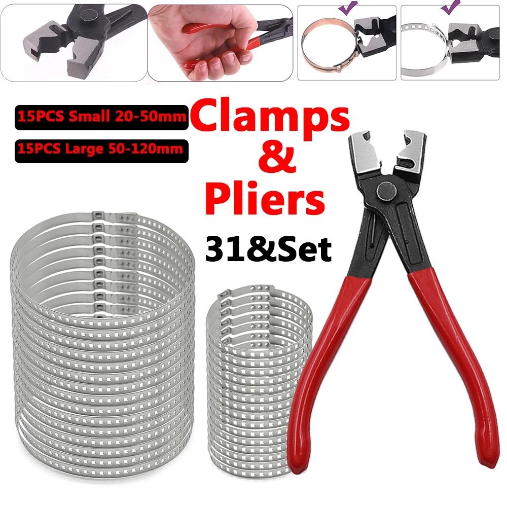 31pc/Set Clicr-R Hose Clip Plier + Universal CV Boot Clips Kit Stainless Steel as show
