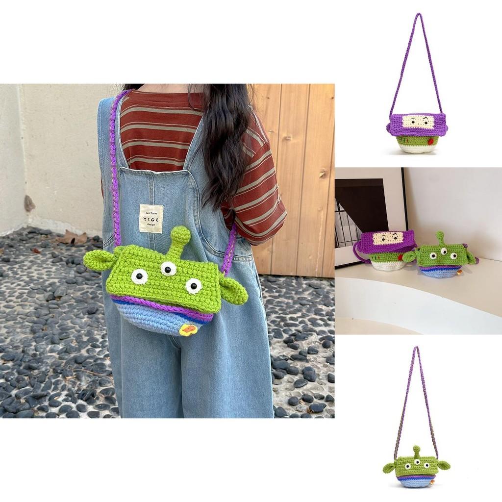 Bolsa de Crochê Alienígena de Desenho Animado Fofa e Leve Feita à Mão Perfeita Para Crianças