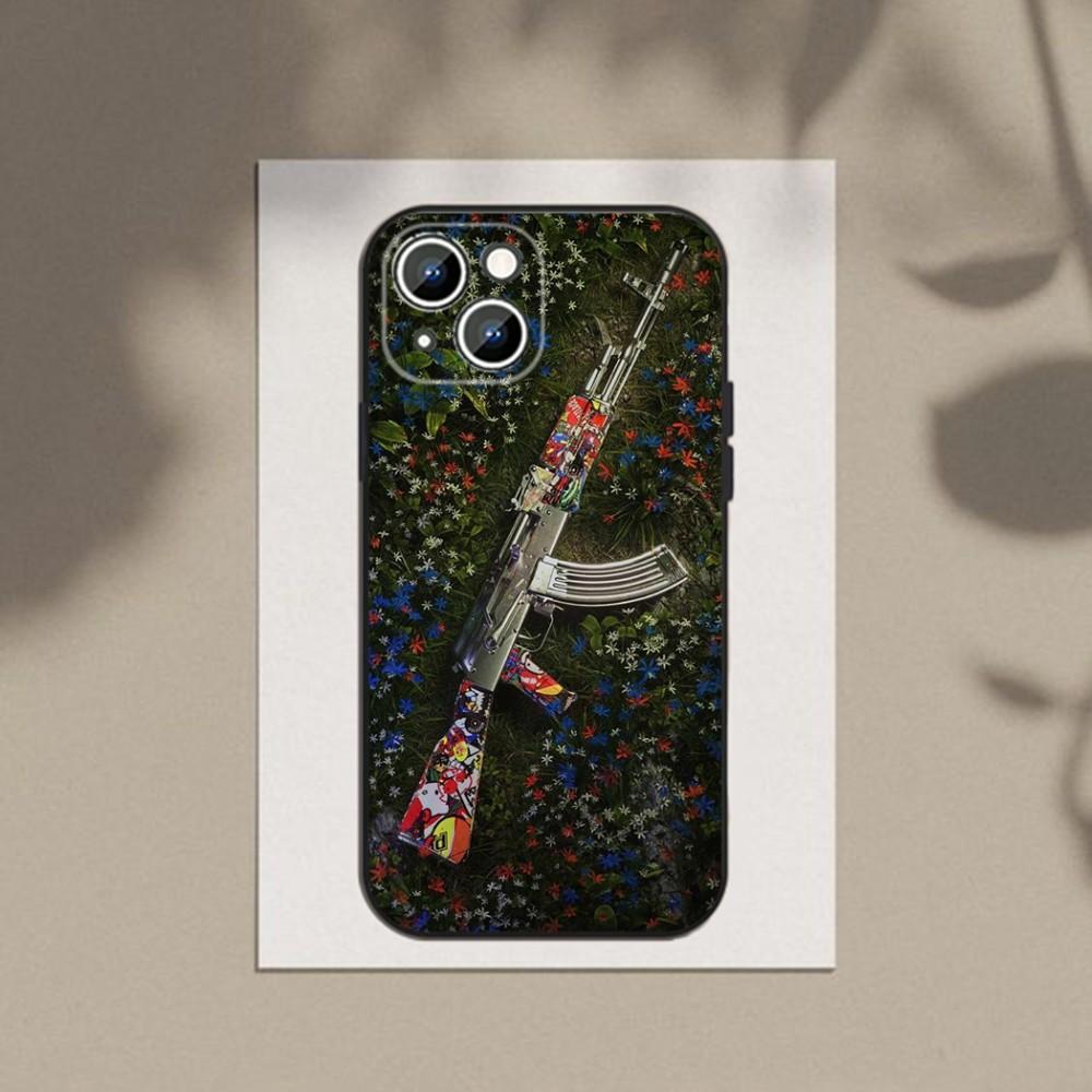 Ak-47 King of Guns Phone Case Phone Case For Apple iPhone 15,14,13,12,11,XS,XR,X,8,7,Pro,Max,Plus,mini Silicone Black Cover