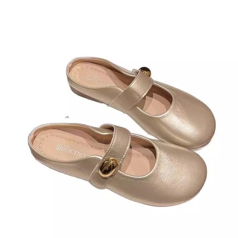 Beautiful flat-bottomed bag head half slippers women's summer outer wear summer new Mary Jane cool slippers