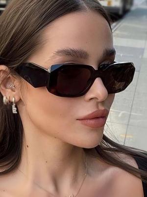 New Online Celebrity Polygon Cut Sunglasses Men And Women With The Same Fashion Personality Big Ins Sunglasses.