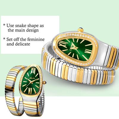 MISSFOX - Serpentine Quartz Watch Women's Fashion Accessories Personalized Snakehead Bracelet Stainless Steel Inlaid Diamond Watch Women's