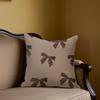 Elegant Brown Bow Pattern Square Jacquard Pillow Cover for Sofa Office Waist Cushion Cover Home Decorative Pillowcase