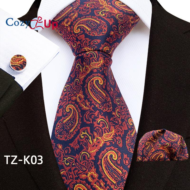 Cozy Up Three-piece Set Paisley Fashion Business Men's Tie Includes Tie Cufflinks Handkerchief