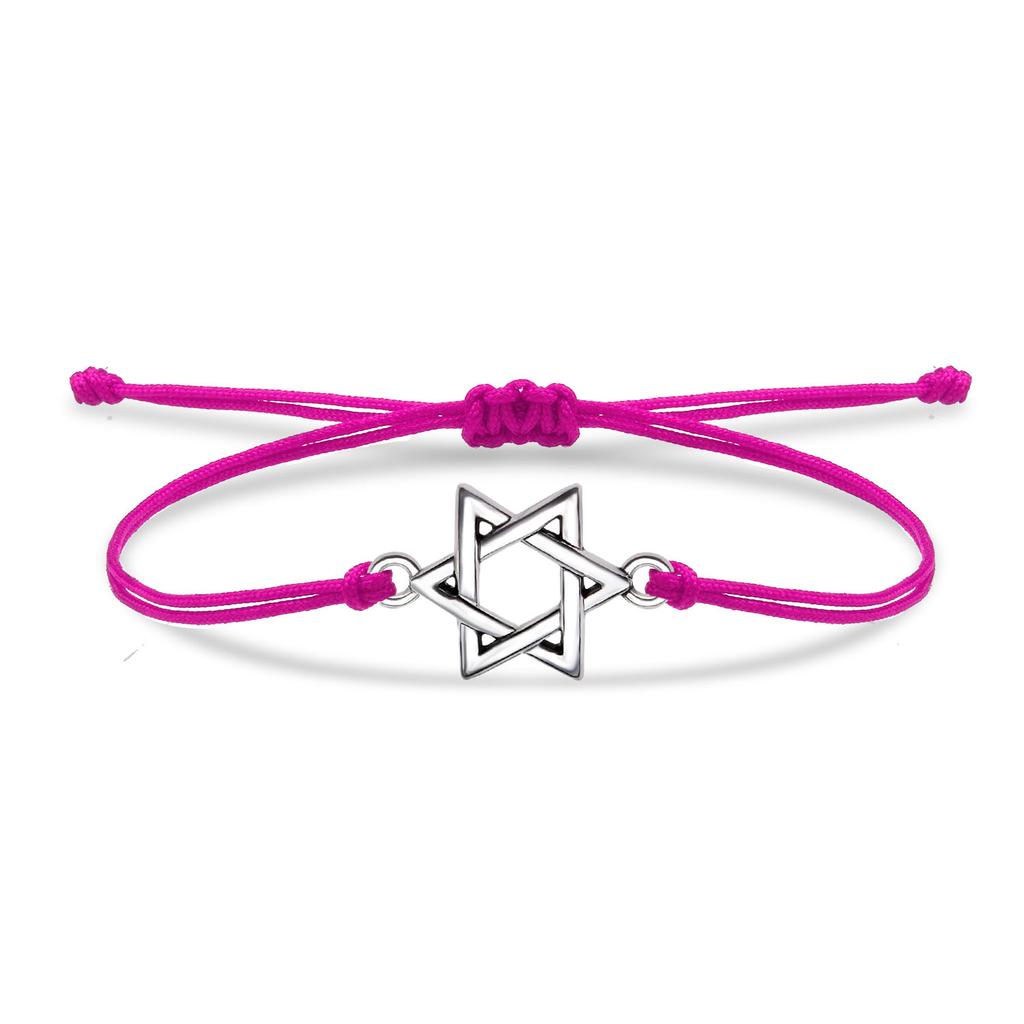 Zinc Alloy Star Of Davids Charm Bracelet Women Fashion Jewish Solomon Seal Red String Handmade Adjustable Jewelry Gift