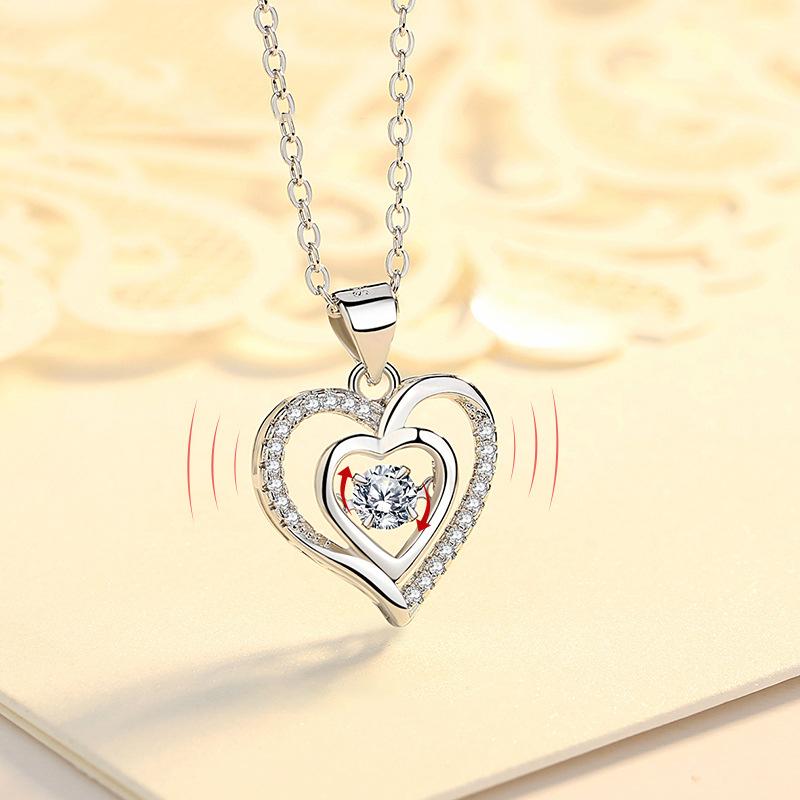 Love Heart-shaped Smart Necklace for Women, Japanese and Korean Simple Beating Heart Pendant Clavicle Chain Valentine's Day Gift