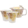 Kunzan Kiln Teapot Hasami Made In Japan and Pair of Stylish Tea 240cc and Serves 1 To Includes Tea Flower Center Yellow J-kitchens Set, Ware, (Teapot