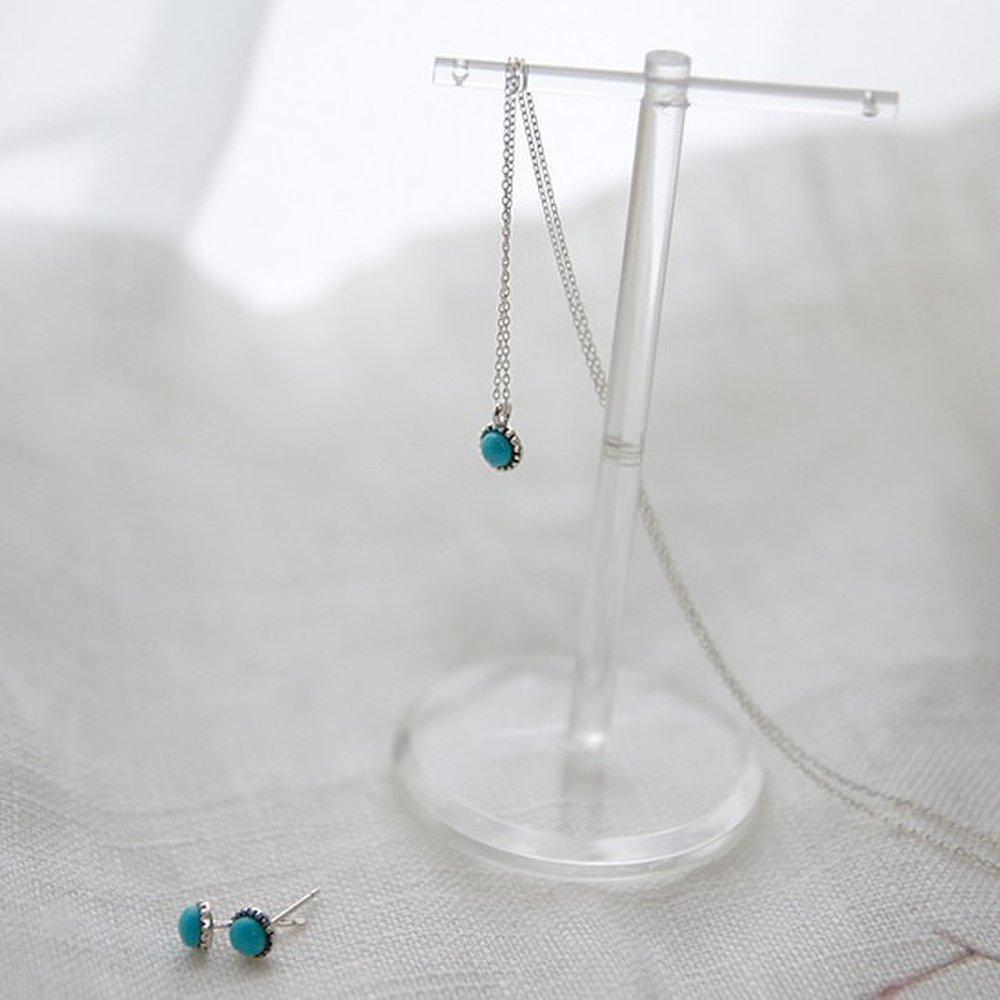 J.Lauren 9N0842 Turquoise Round Pendant Silver Necklace