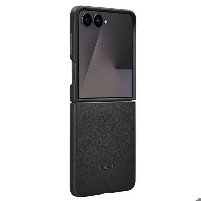 Coque - SAMSUNG - Galaxy Z Flip 7 - Cuir vegan - Noir - Souple
