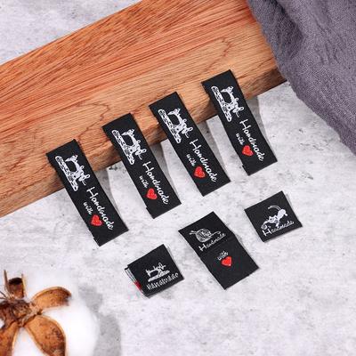 50PCS Sewing Machine Woven Supplies Cartoon Cat Handmade With Love Clothes Labels Clothing Tags Garment  Accessories