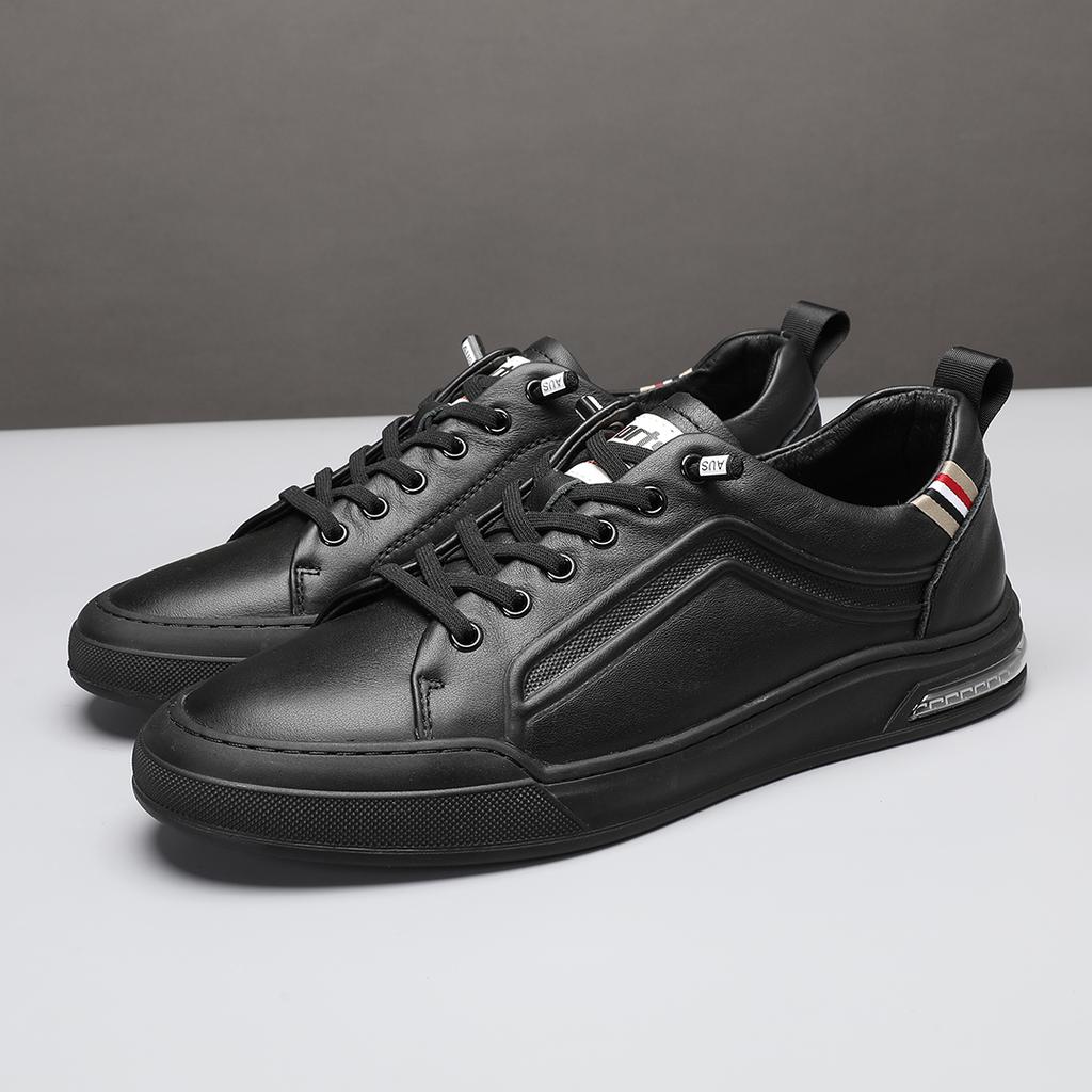 Men's Genuine Leather Casual Shoes Comfortable Lace-Up Walking Sneakers Breathable Outdoor Skate Shoes 2025 New Flats