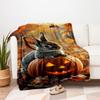 "Halloween Pumpkin Bunny Decor"Blanket Flannel Throw Blanket for Sofa, Bed, Travel, Camping, Office