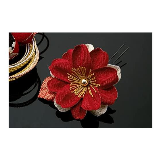 SOUBIEN Coming-of-Age Ceremony Hair Accessories, Graduation 2-Piece Set, Cherry Blossom Flower Corsage, Kumihimo Braided Cord, Ball Ornament, Comb &