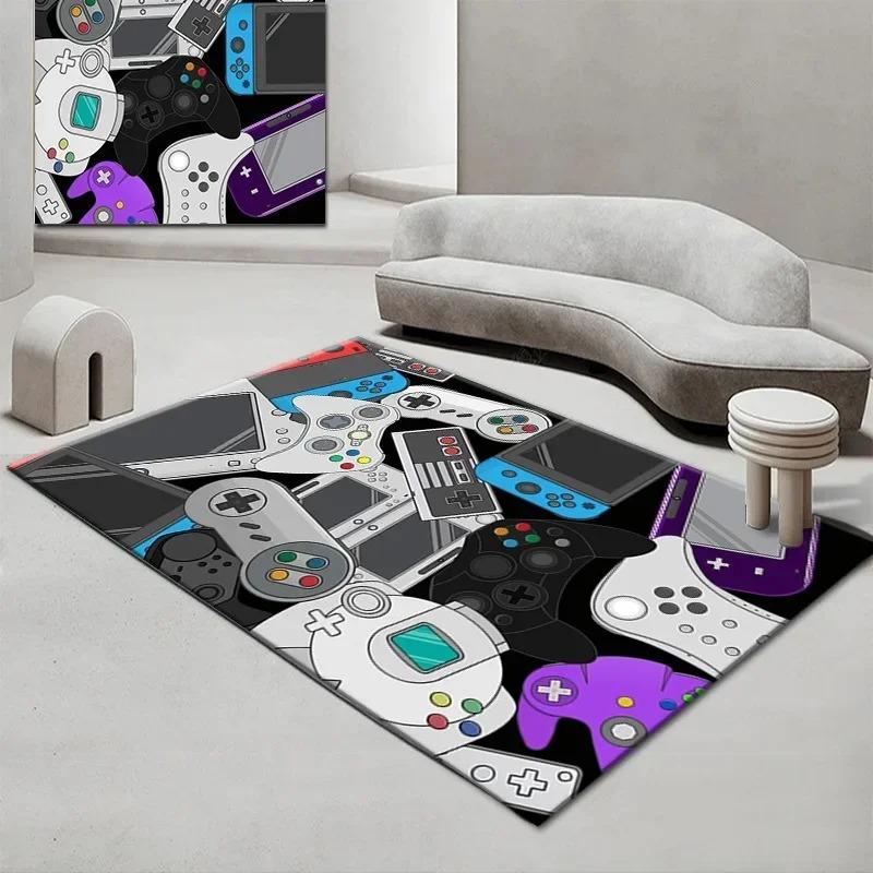 Gamepad Pattern Carpet for Living Room Bathroom Decoration Non-Slip Game Controller Large Area Rug Bedroom Play Room Floor Mat
