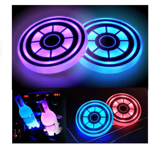 2PCS LED Car Cup Holder Lights, Light up Car Coasters for Cup Holders 7 Color-Changing Light Up Cup Holder ert Coasters, Waterproof Car Accessories
