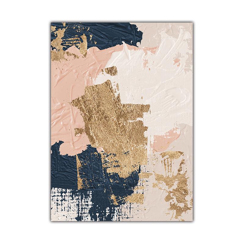 Blau Rosa Gold moderne abstrakte HD handgemalte Ölgemälde Leinwanddruck Bild Poster für nordische Wand Kunst Home Room Decor
