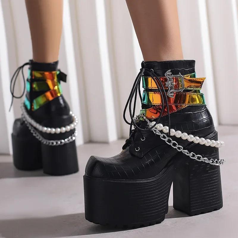 Fashion New Fashion Big Size Autumn Boots Women Platform Gothic Cool Buckle Motorcycle Boots Punk Street Winter Shoes For Woman
