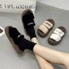Fashion 2024 New Mao Slippers for Female Outwear Autumn and Winter  Korean Thick Sole One Line Drag Girl Fairy Style Cotton Drag Ins