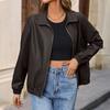 Ladies Fashion Casual Solid Color Outdoor Leather Jacket Short Coat