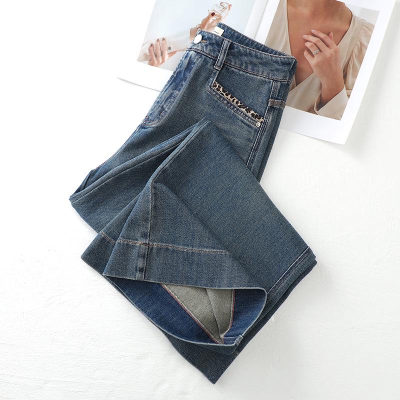 2025 Women's Petite Loose Drape Cropped Straight-Leg Jeans for Spring & Autumn