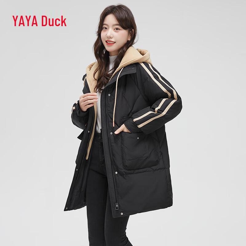 YAYA Women s Faux Two-Piece Mid-Length Down Jacket YE2B624995L M