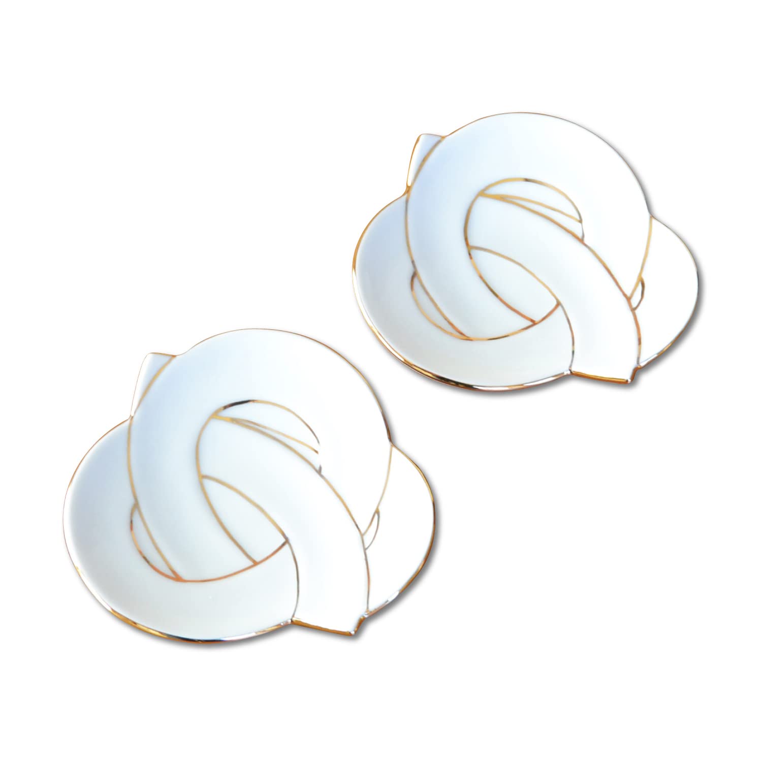 

Set of 2 11cm Arita Ware Small Plates, Gold, with Gold Wire, for New Year s Gifts.