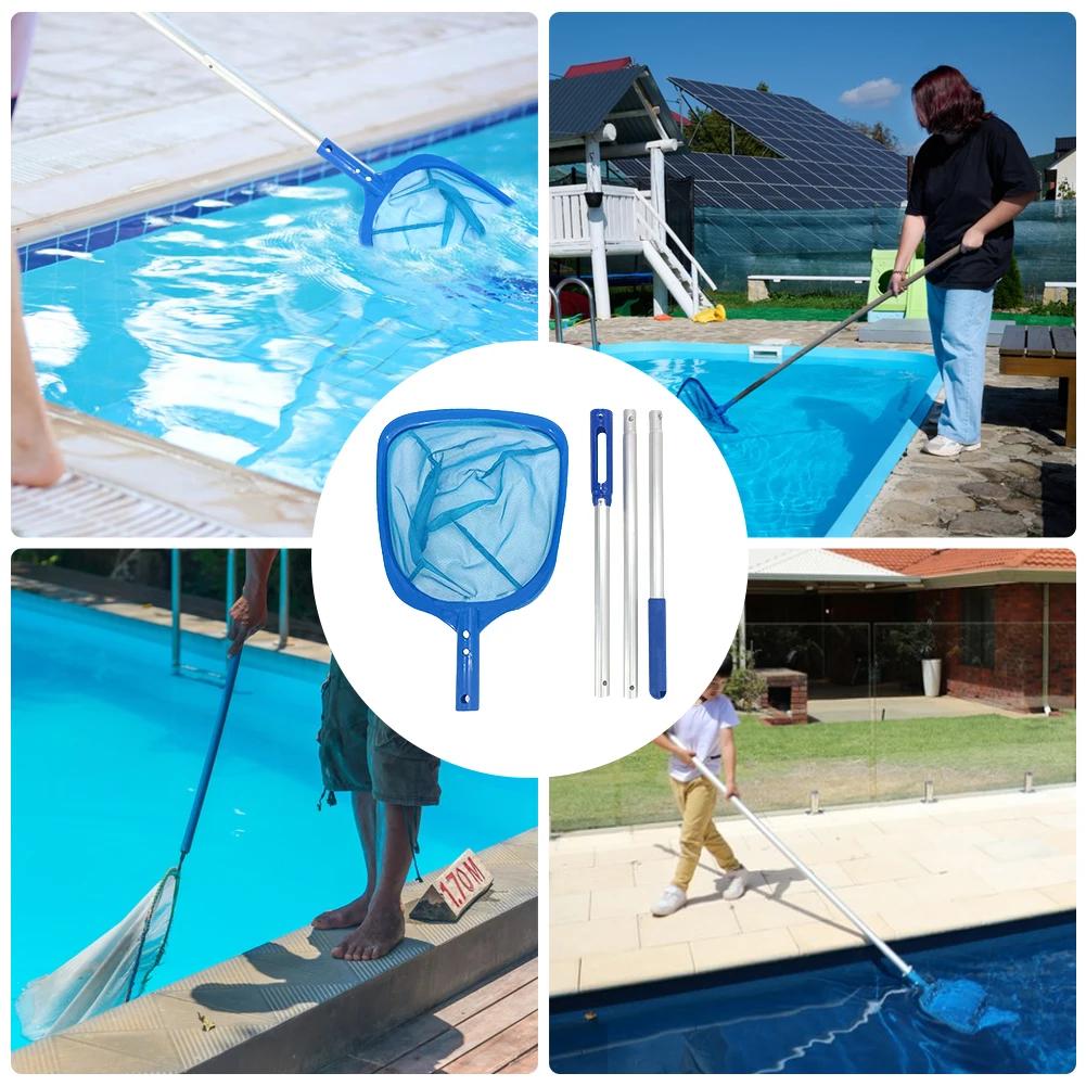Professional Leaf Rake Deep Bag Swimming Pool Skimmer Net with Telescopic Pole Removal Leaf Rake Mesh Pool Ponds Cleaning Debris