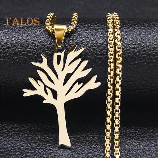 Unisex halskjede anheng Tree of Life Pure Color Titanium Stål Polert Individuelle Kvinner Menn Hals Smykker Club Party Halskjede