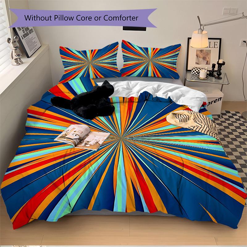 Juego de Fundas de Colcha de Colores Radiantes de 3 Piezas - 1 Funda de Edredón + 2 Fundas de Almohada, Decoración de Dormitorio para Todas las Estaciones, Perfecto para el Hogar038