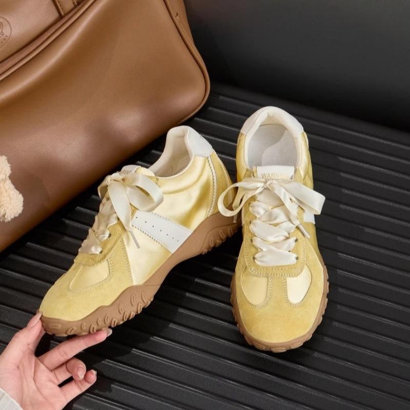 7Cm Inner Height Increase Ballet Training Shoes Women'S Shoes Summer Satin Platform Sports Casual Forrest Gump Shoes