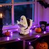 Gruselige Kamindekoration Niedliche Halloween-Geisterfigur, Lesender auf der Toilette Harzstatue, Lustiges Badezimmerornament für mehrstöckige Ablage Tischplatte Schreibtisch