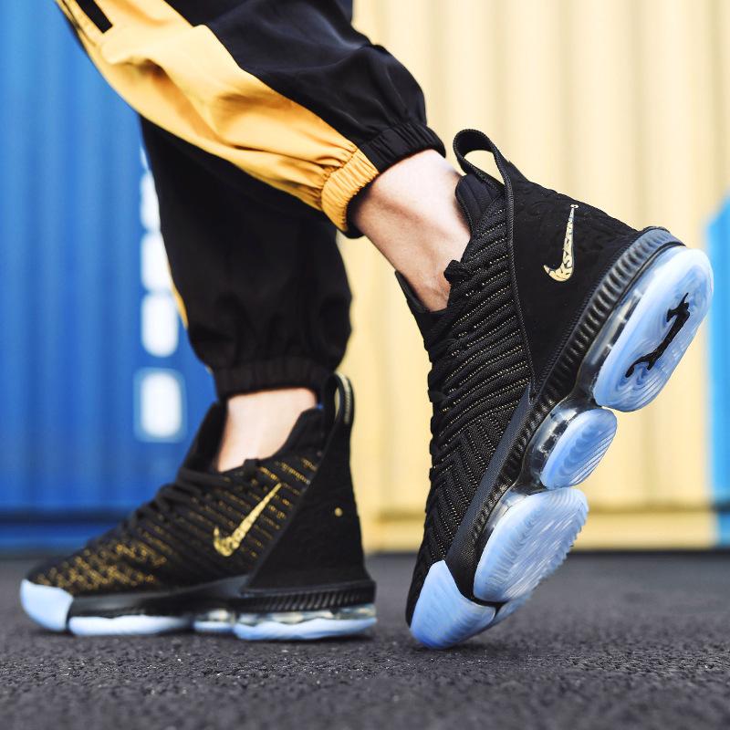 lebron 16 black and gold mens