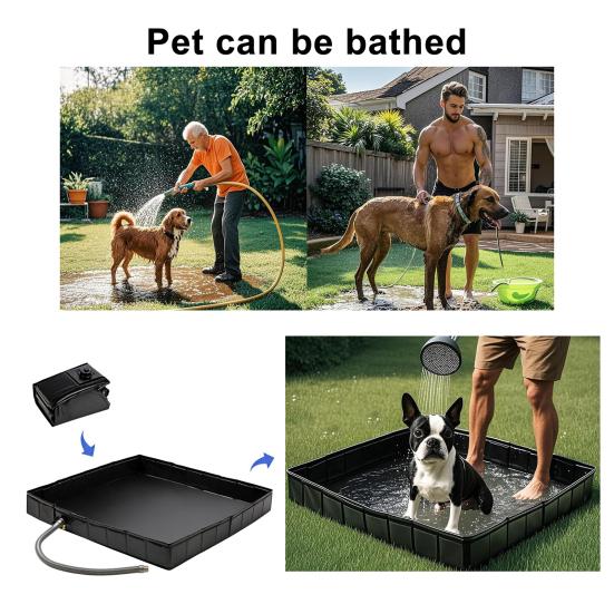 Outdoor Shower Base with Detachable Drain Pipe Foldable Waterproof PVC Outdoor Camping Beach RV Shower Pan Floor Stall
