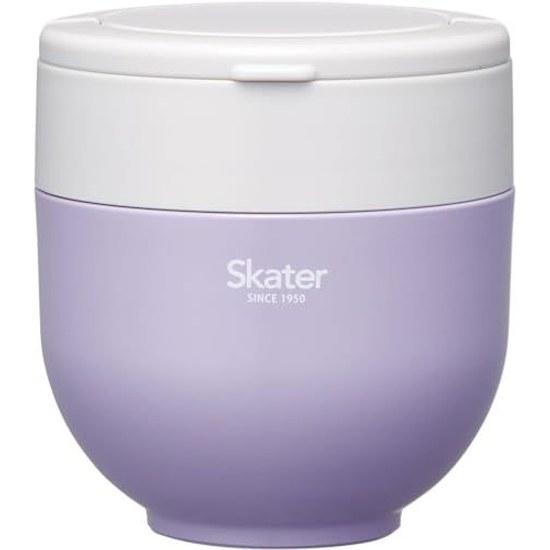 Skater Insulated Bento Box Bowl Type 540ml Women 2-Tier Lunch Jar Folding Handle Antibacterial Lilac Gray LDNO6AG-A