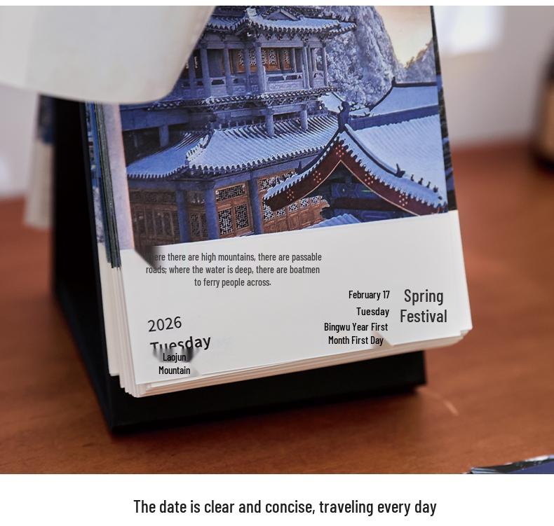 2026 Healing Scenery Desk Calendar: 365 Days of Travel Souvenir & Wall Sticker Décor