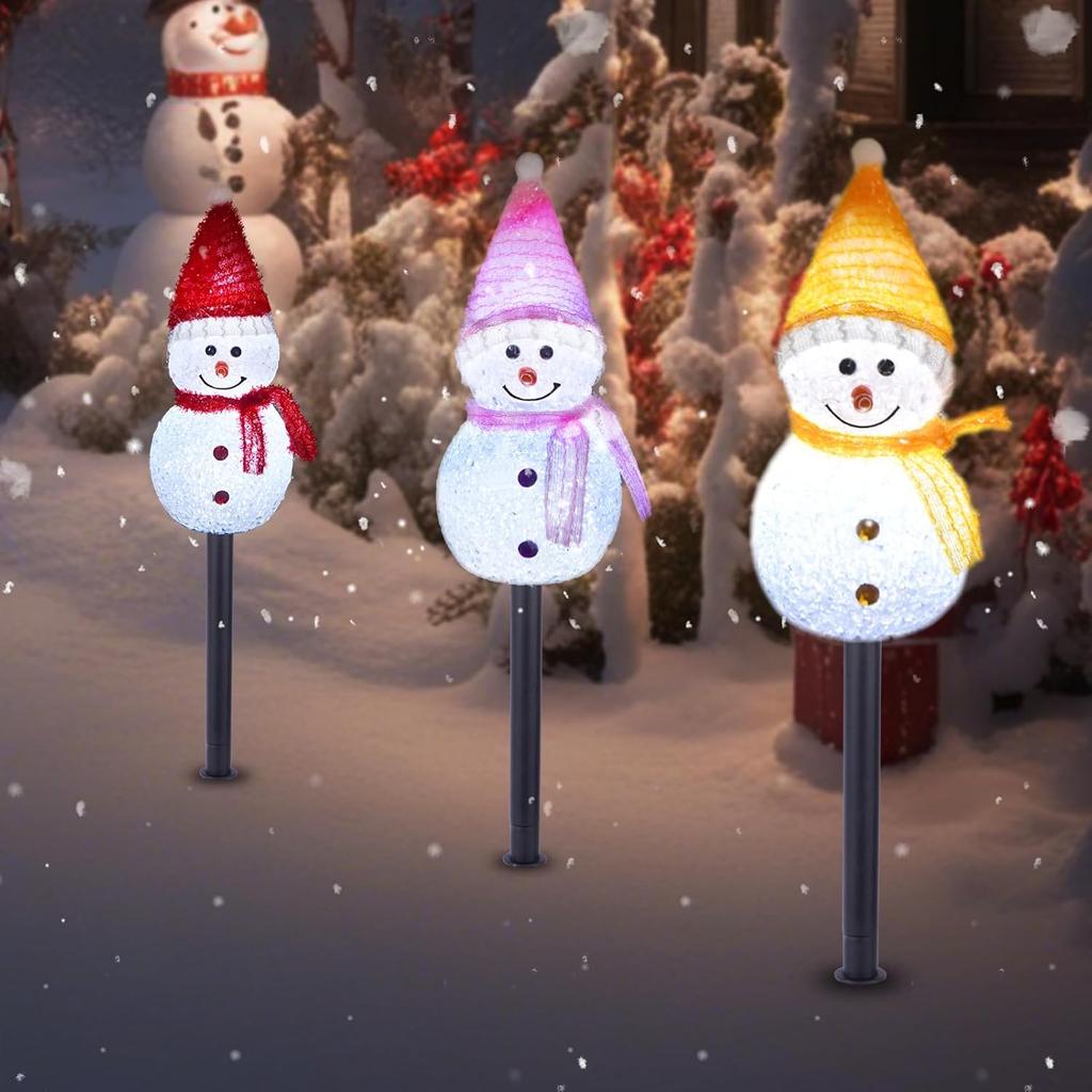 Christmas Decorations Light Solar Light Snowman Christmas Outdoor Solar Powered Stakes Lights for Corridor Patio Lawn Decoration