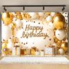 1 szt. Biało-złote tło Dekoracje na przyjęcie urodzinowe Happy Birthday do domu Baner tła 18. 30. 40. Urodziny Materiały na przyjęcie