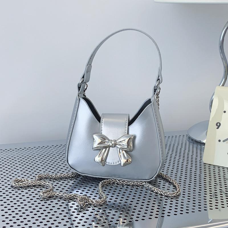 Sweet Pink Bow Handbag Women's 2025 New Trendy Fashion Size Underarm Bag Chain Messenger Bag