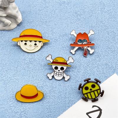Cartoon Cute Boy Wearing Hat Skull Design Metal Enamel Brooch Exaggerated Personality Badge Pin Jewelry Fan Gift