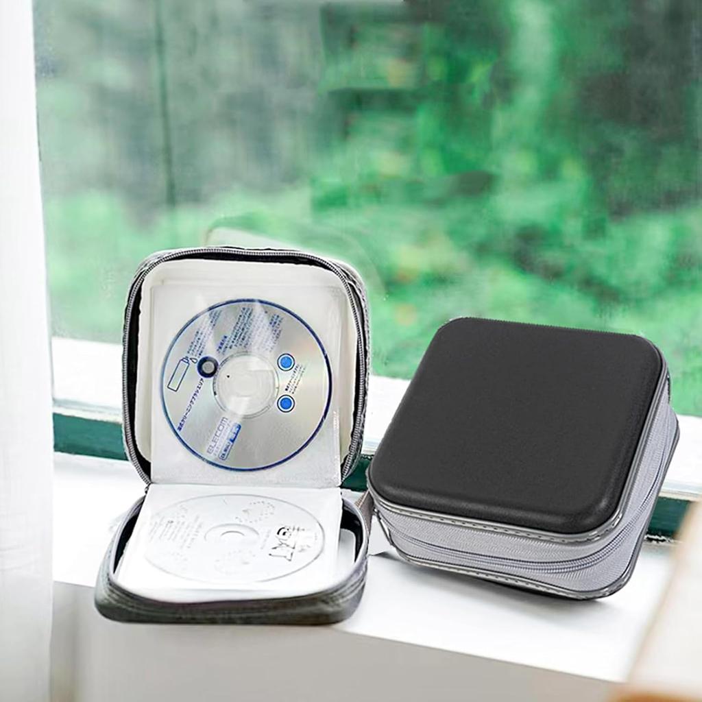 Augeny 48 Capacity CD Case, Portable DVD Hard Plastic Case Holder, Wallet Disc Storage Binder For Car, Home, Travel, Carrying Organizer, Universal